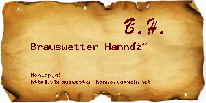 Brauswetter Hannó névjegykártya